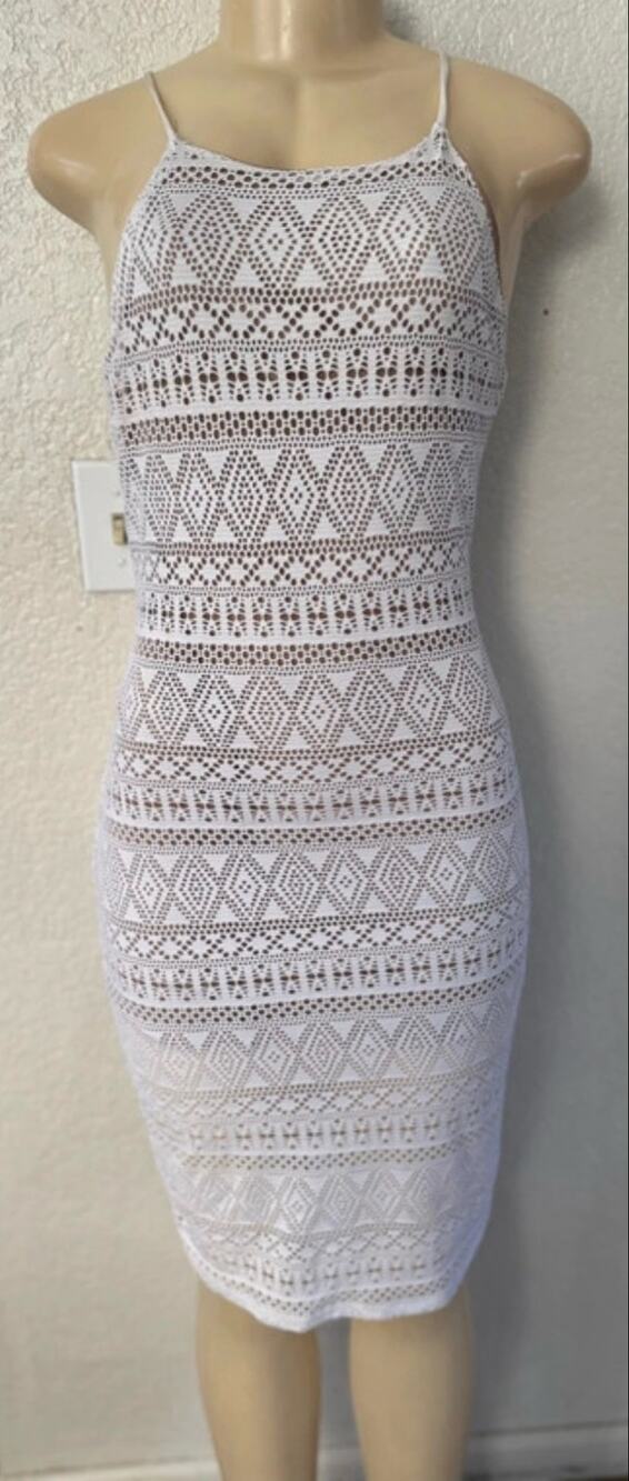 Poetry Bodycon Lace Net dress sexy Long Beach boho summer size small